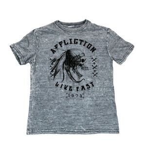 Affliction‎ Live Fast Acid Wash Reversible T-Shirt Size Small